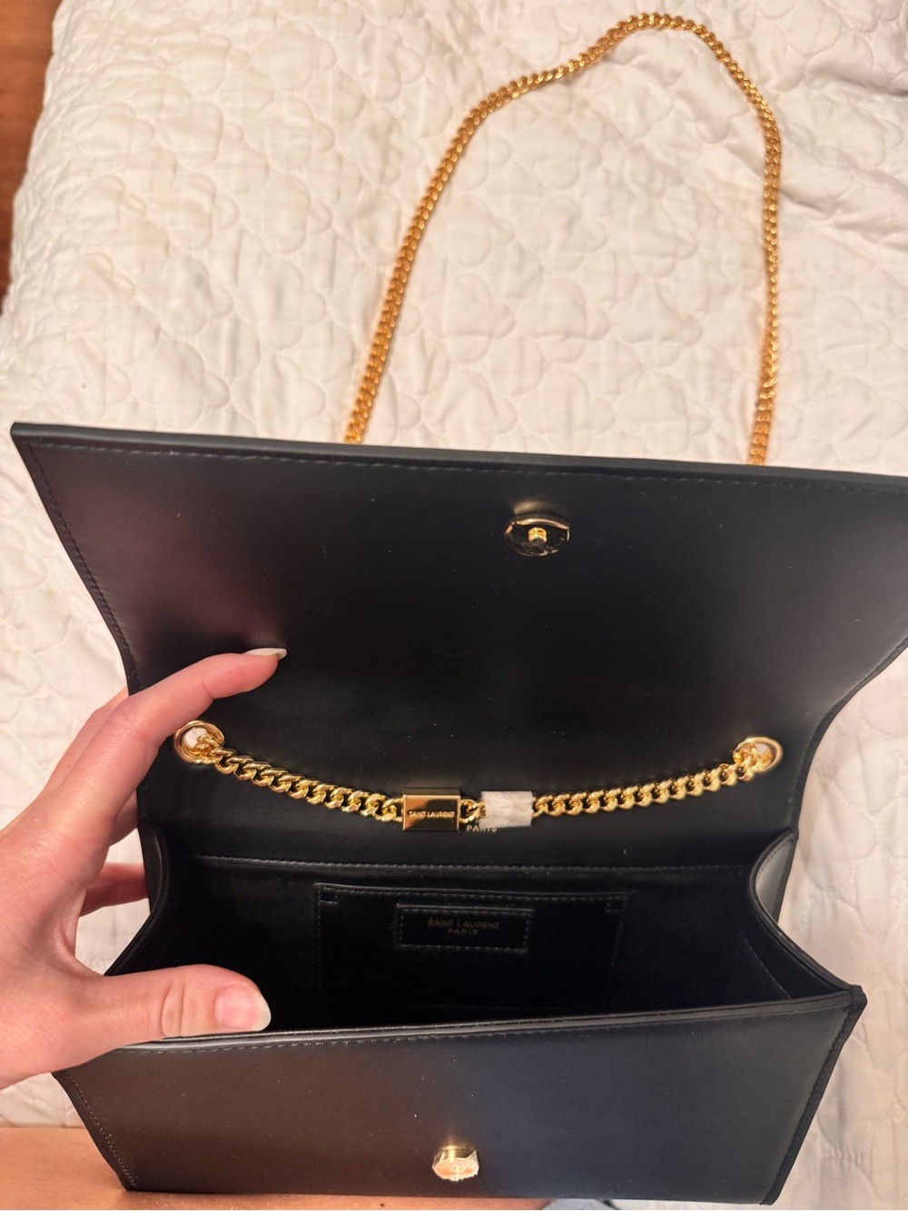 Cute Leather Shoulder Bag with Gold - Picture 11 of 12